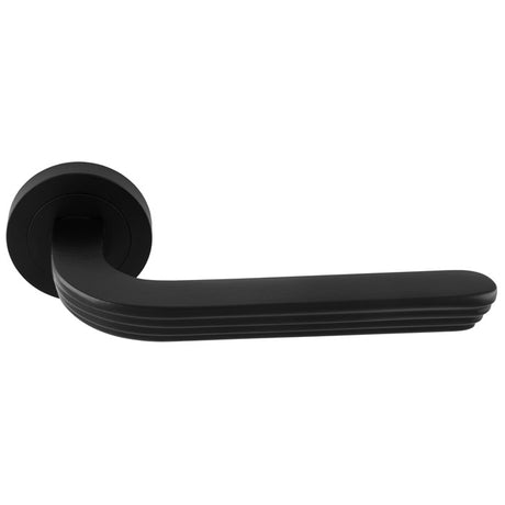 This is an image of a Manital - Cloud Lever on Rose - Matt Black cd5blk that is availble to order from T.H Wiggans Ironmongery in Kendal.