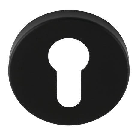 This is an image of a Eurospec - Euro Escutcheon - Matt Black cse1005mb that is availble to order from T.H Wiggans Ironmongery in Kendal.