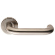 This is an image of Eurospec - Safety Lever on Sprung Rose - Satin Stainless Steel available to order from T.H Wiggans Architectural Ironmongery in Kendal, quick delivery and discounted prices.