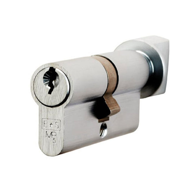 This is an image of a Eurospec - Euro Cylinder and Turn - Satin Chrome that is availble to order from T.H Wiggans Architectural Ironmongery in Kendal.