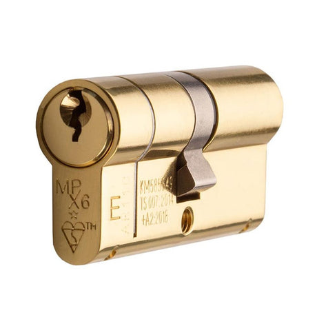 This is an image of a Eurospec - Mpx6 Euro Double Cylinder 70mm Ktd - Polished Brass that is availble to order from T.H Wiggans Architectural Ironmongery in Kendal.