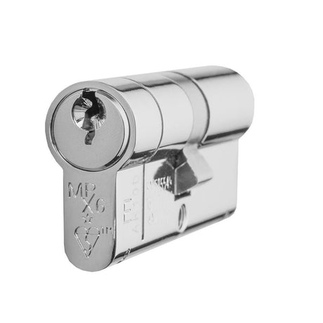 This is an image of a Eurospec - Mpx6 Euro Double Cylinder 70mm Ktd - Polished Chrome that is availble to order from T.H Wiggans Architectural Ironmongery in Kendal.