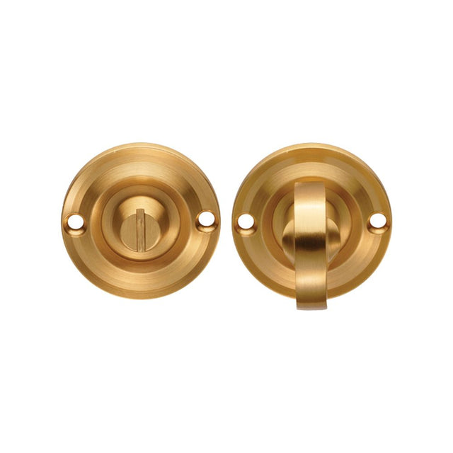 This is an image of Carlisle Brass - Delamain Small Turn and Release - Satin Brass available to order from T.H Wiggans Architectural Ironmongery in Kendal, quick delivery and discounted prices.