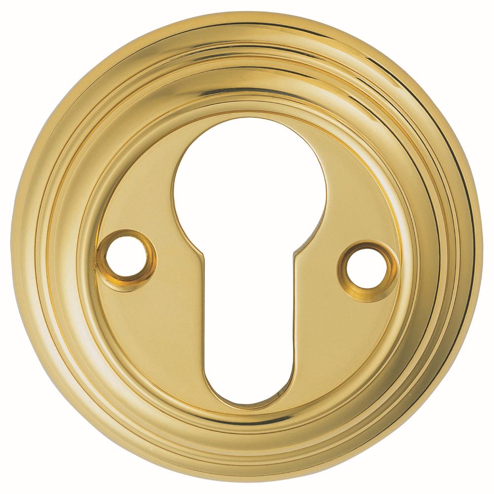 This is an image of Carlisle Brass - Delamain Euro Profile Escutcheon - Polished Brass available to order from T.H Wiggans Architectural Ironmongery in Kendal, quick delivery and discounted prices.