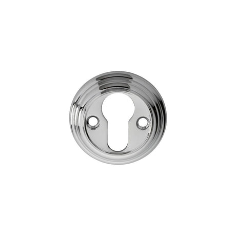 This is an image of Carlisle Brass - Delamain Euro Profile Escutcheon - Polished Chrome available to order from T.H Wiggans Architectural Ironmongery in Kendal, quick delivery and discounted prices.