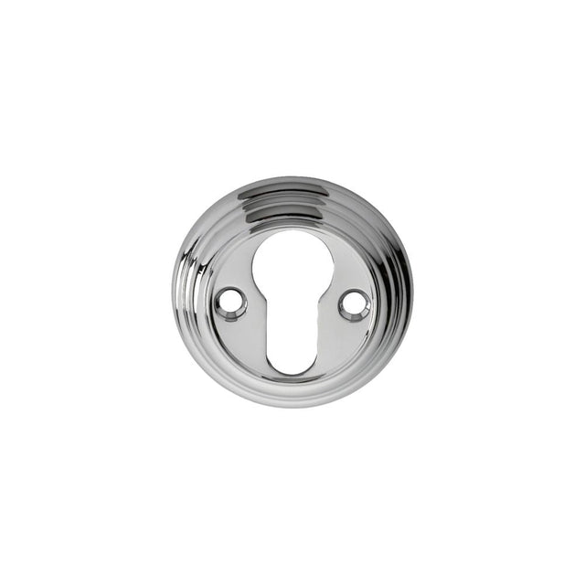 This is an image of Carlisle Brass - Delamain Euro Profile Escutcheon - Polished Chrome available to order from T.H Wiggans Architectural Ironmongery in Kendal, quick delivery and discounted prices.