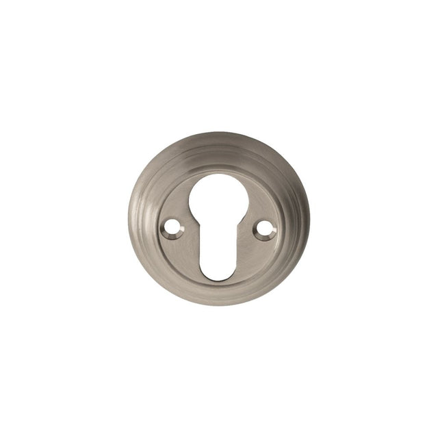 This is an image of Carlisle Brass - Delamain Euro Profile Escutcheon - Satin Nickel available to order from T.H Wiggans Architectural Ironmongery in Kendal, quick delivery and discounted prices.