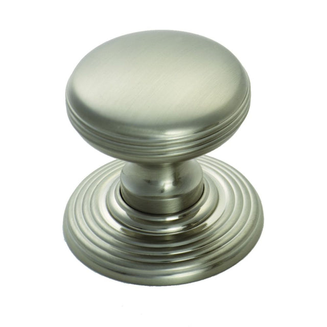 This is an image of a Delamain - Ringed Knob 35mm - Satin Nickel that is availble to order from T.H Wiggans Architectural Ironmongery in Kendal in Kendal.