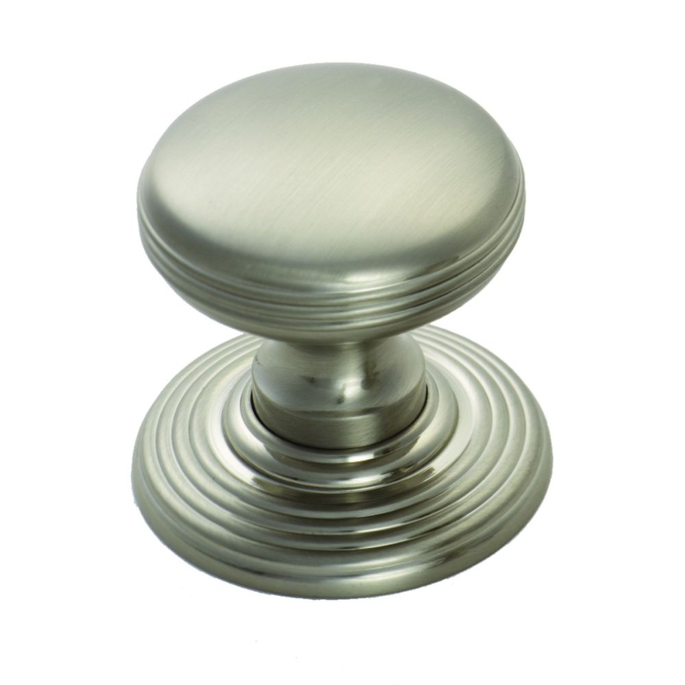 This is an image of a Delamain - Ringed Knob 28mm - Satin Nickel that is availble to order from T.H Wiggans Architectural Ironmongery in Kendal in Kendal.