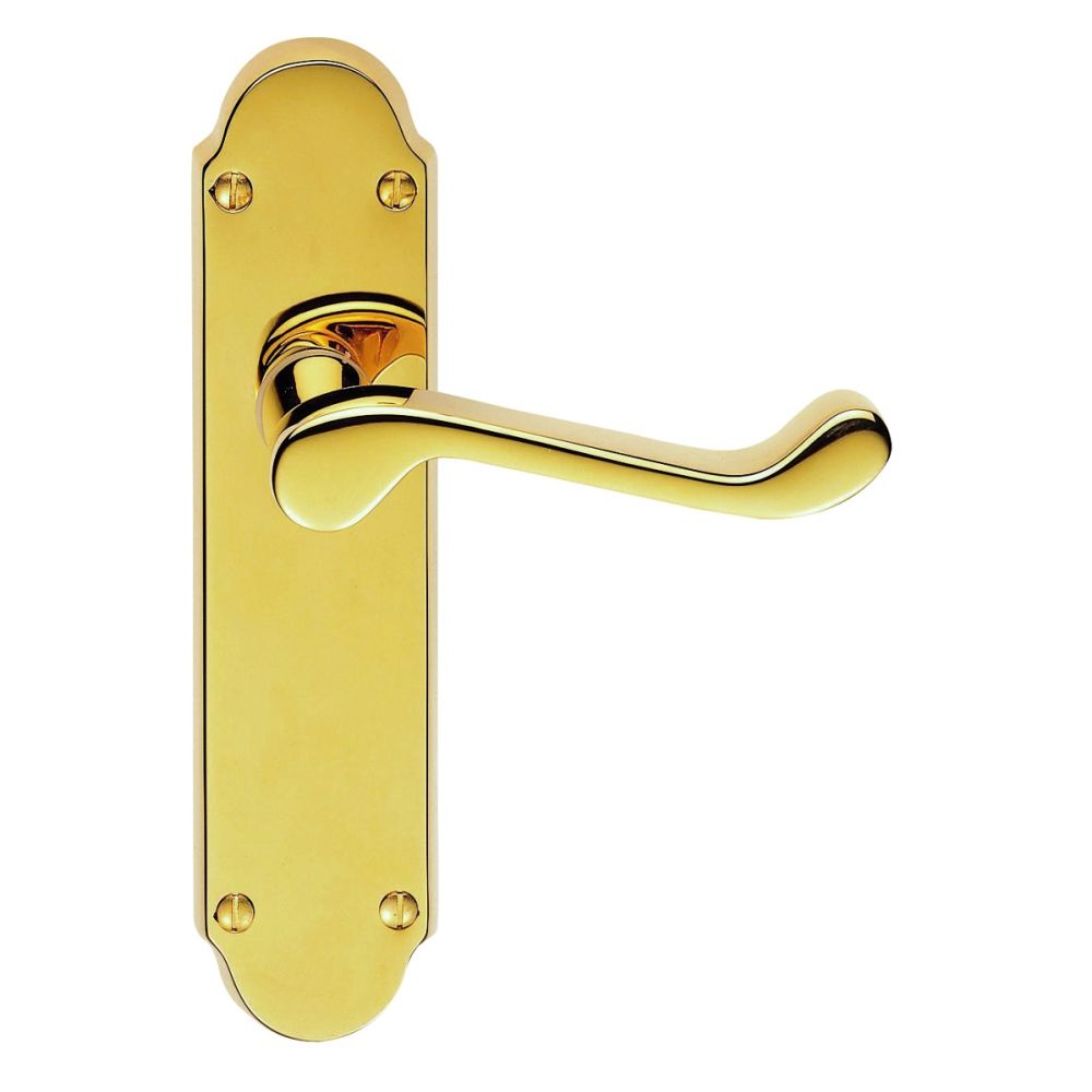 This is an image of Carlisle Brass - Oakley Lever on Latch Backplate - Stainless Brass available to order from T.H Wiggans Architectural Ironmongery in Kendal, quick delivery and discounted prices.