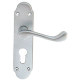 This is an image of Carlisle Brass - Oakley Lever on Euro Lock Backplate - Satin Chrome available to order from T.H Wiggans Architectural Ironmongery in Kendal, quick delivery and discounted prices.