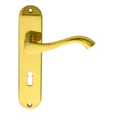 This is an image of Carlisle Brass - Andros Lever on Lock Backplate - Polished Brass available to order from T.H Wiggans Architectural Ironmongery in Kendal, quick delivery and discounted prices.