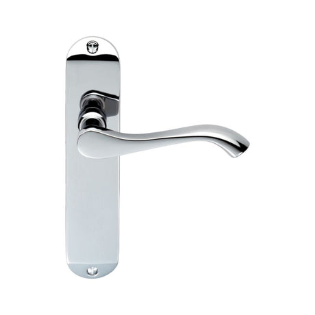 This is an image of Carlisle Brass - Andros Lever on Latch Backplate - Polished Chrome available to order from T.H Wiggans Architectural Ironmongery in Kendal, quick delivery and discounted prices.