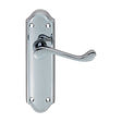 This is an image of Carlisle Brass - Ashtead Lever on Latch Backplate - Polished Chrome available to order from T.H Wiggans Architectural Ironmongery in Kendal, quick delivery and discounted prices.