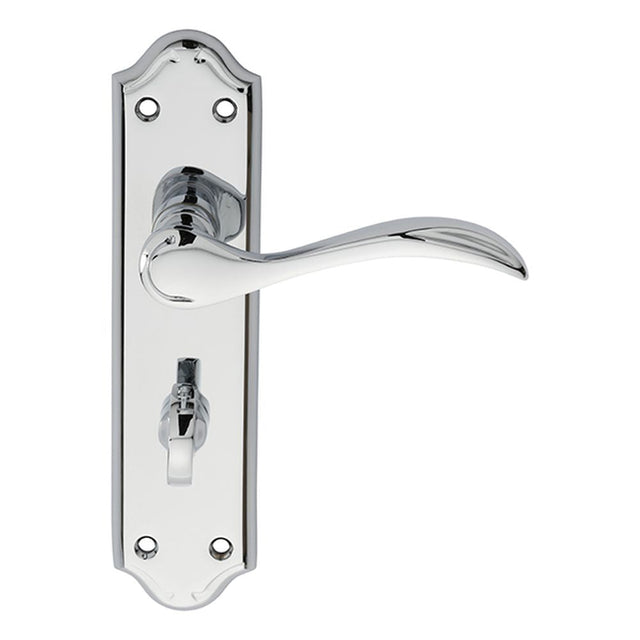 This is an image of Carlisle Brass - Madrid Lever on WC Backplate - Polished Chrome available to order from T.H Wiggans Architectural Ironmongery in Kendal, quick delivery and discounted prices.