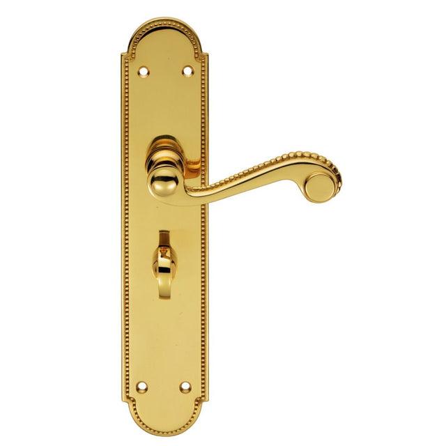 This is an image of Carlisle Brass - Chesham Lever on Long WC Backplate - Polished Brass available to order from T.H Wiggans Architectural Ironmongery in Kendal, quick delivery and discounted prices.