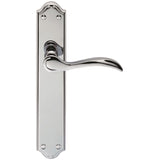 This is an image of Carlisle Brass - Madrid Lever on Long Latch Backplate - Polished Chrome available to order from T.H Wiggans Architectural Ironmongery in Kendal, quick delivery and discounted prices.