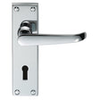 This is an image of Carlisle Brass - Victorian Ascot Lever on Lock Backplate - Polished Chrome available to order from T.H Wiggans Architectural Ironmongery in Kendal, quick delivery and discounted prices.