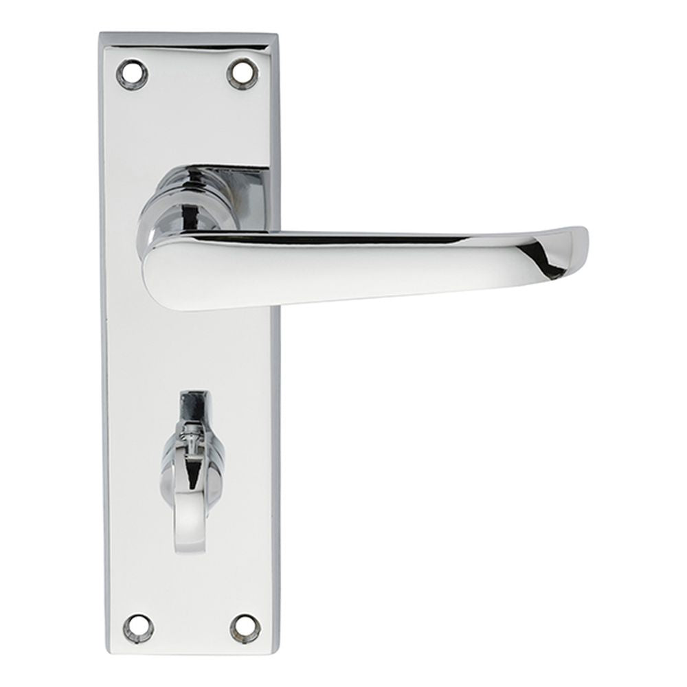 This is an image of Carlisle Brass - Victorian Ascot Lever on WC Backplate - Polished Chrome available to order from T.H Wiggans Architectural Ironmongery in Kendal, quick delivery and discounted prices.