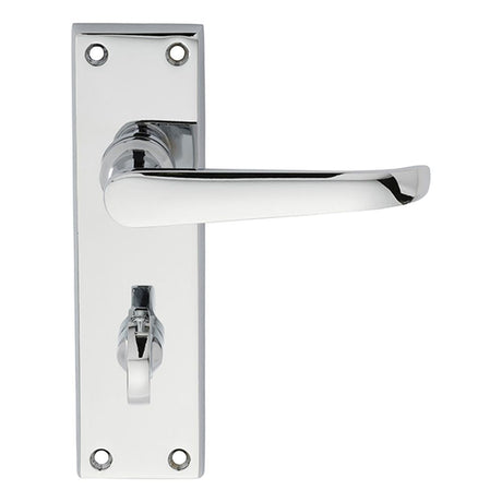 This is an image of Carlisle Brass - Victorian Ascot Lever on WC Backplate - Polished Chrome available to order from T.H Wiggans Architectural Ironmongery in Kendal, quick delivery and discounted prices.