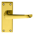 This is an image of Carlisle Brass - Victorian Ascot Lever on Short Latch Backplate - Polished Brass available to order from T.H Wiggans Architectural Ironmongery in Kendal, quick delivery and discounted prices.