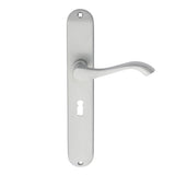 This is an image of Carlisle Brass - Andros Lever on Long Lock Backplate - Satin Chrome available to order from T.H Wiggans Architectural Ironmongery in Kendal, quick delivery and discounted prices.