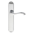 This is an image of Carlisle Brass - Andros Lever on Long Latch Backplate - Polished Chrome available to order from T.H Wiggans Architectural Ironmongery in Kendal, quick delivery and discounted prices.