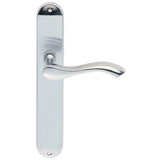 This is an image of Carlisle Brass - Andros Lever on Long Latch Backplate - Satin Chrome available to order from T.H Wiggans Architectural Ironmongery in Kendal, quick delivery and discounted prices.