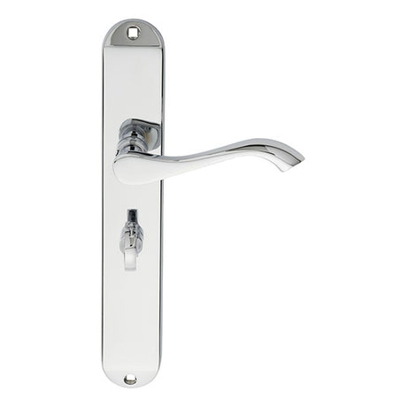 This is an image of Carlisle Brass - Andros Lever on Long WC Backplate - Polished Chrome available to order from T.H Wiggans Architectural Ironmongery in Kendal, quick delivery and discounted prices.