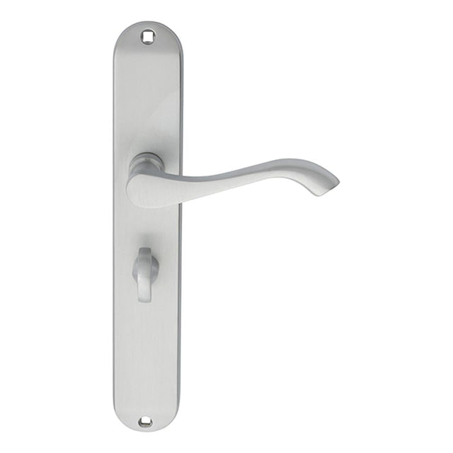 This is an image of Carlisle Brass - Andros Lever on Long WC Backplate - Satin Chrome available to order from T.H Wiggans Architectural Ironmongery in Kendal, quick delivery and discounted prices.