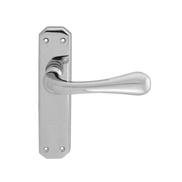 This is an image of Carlisle Brass - Eden Lever on Latch Backplate - Polished Chrome available to order from T.H Wiggans Architectural Ironmongery in Kendal, quick delivery and discounted prices.