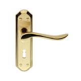 This is an image of Carlisle Brass - Lytham Lever on Lock backplate - Dual Finish-Satin/Polished Bra available to order from T.H Wiggans Architectural Ironmongery in Kendal, quick delivery and discounted prices.