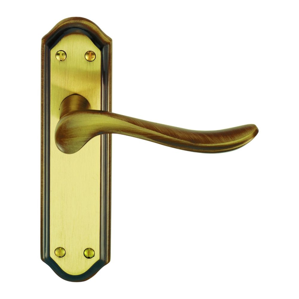 This is an image of Carlisle Brass - Lytham Lever on Latch backplate - Florentine Bronze available to order from T.H Wiggans Architectural Ironmongery in Kendal, quick delivery and discounted prices.