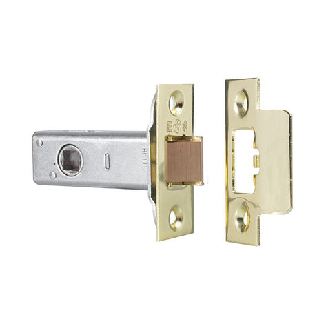This is an image of a Carlisle Brass - Tubular Latch Heavy Sprung 64mm - Polished Brass that is availble to order from T.H Wiggans Architectural Ironmongery in Kendal.