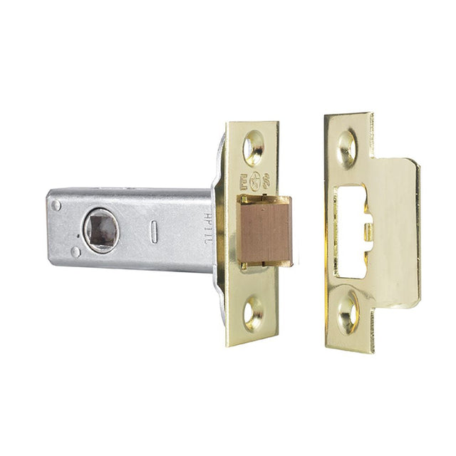This is an image of a Carlisle Brass - Tubular Latch Heavy Sprung 64mm - Polished Brass that is availble to order from T.H Wiggans Architectural Ironmongery in Kendal.