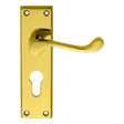 This is an image of Carlisle Brass - Victorian Scroll Lever on Euro Lock Backplate - Polished Brass available to order from T.H Wiggans Architectural Ironmongery in Kendal, quick delivery and discounted prices.