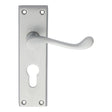 This is an image of Carlisle Brass - Victorian Scroll Lever on Euro Lock Backplate - Satin Chrome available to order from T.H Wiggans Architectural Ironmongery in Kendal, quick delivery and discounted prices.