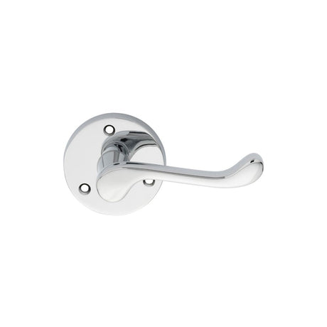 This is an image of Carlisle Brass - Victorian Scroll Lever on Round Rose - Polished Chrome available to order from T.H Wiggans Architectural Ironmongery in Kendal, quick delivery and discounted prices.