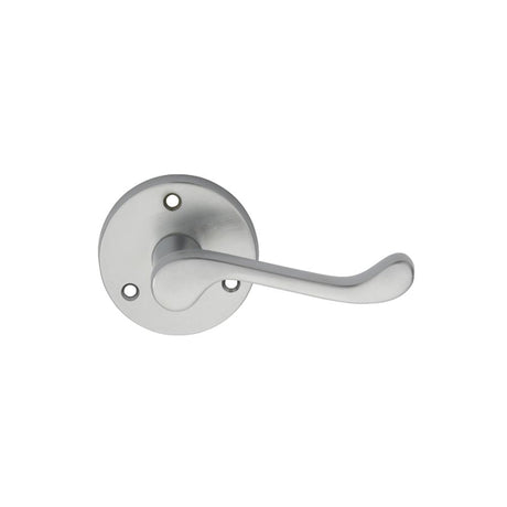 This is an image of Carlisle Brass - Victorian Scroll Lever on Round Rose - Satin Chrome available to order from T.H Wiggans Architectural Ironmongery in Kendal, quick delivery and discounted prices.