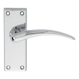 This is an image of Carlisle Brass - Wing Lever on Short Latch Backplate - Polished Chrome available to order from T.H Wiggans Architectural Ironmongery in Kendal, quick delivery and discounted prices.