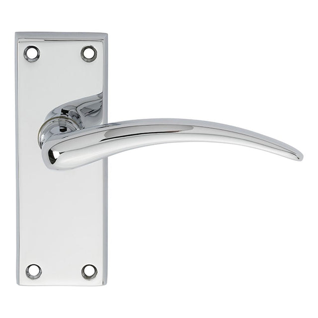 This is an image of Carlisle Brass - Wing Lever on Short Latch Backplate - Polished Chrome available to order from T.H Wiggans Architectural Ironmongery in Kendal, quick delivery and discounted prices.
