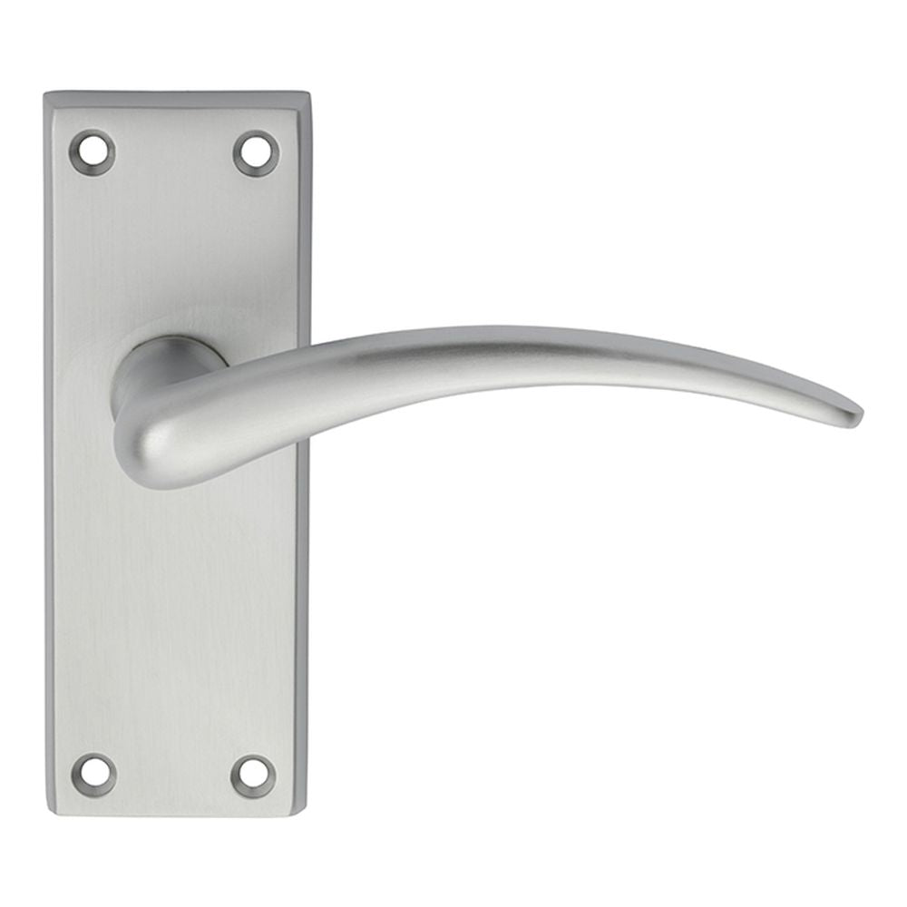 This is an image of Carlisle Brass - Wing Lever on Short Latch Backplate - Satin Chrome available to order from T.H Wiggans Architectural Ironmongery in Kendal, quick delivery and discounted prices.