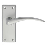 This is an image of Carlisle Brass - Wing Lever on Short Latch Backplate - Satin Chrome available to order from T.H Wiggans Architectural Ironmongery in Kendal, quick delivery and discounted prices.