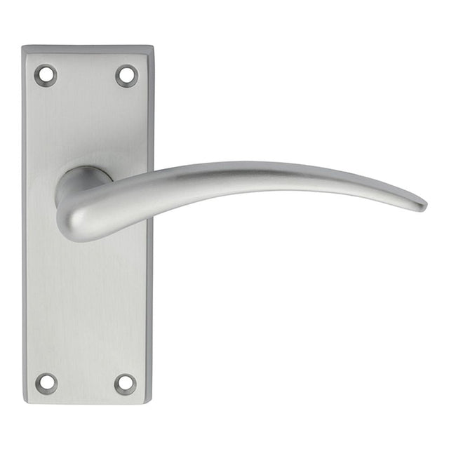 This is an image of Carlisle Brass - Wing Lever on Short Latch Backplate - Satin Chrome available to order from T.H Wiggans Architectural Ironmongery in Kendal, quick delivery and discounted prices.