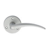 This is an image of Carlisle Brass - Victorian Wing Lever on Round Rose - Satin Chrome available to order from T.H Wiggans Architectural Ironmongery in Kendal, quick delivery and discounted prices.