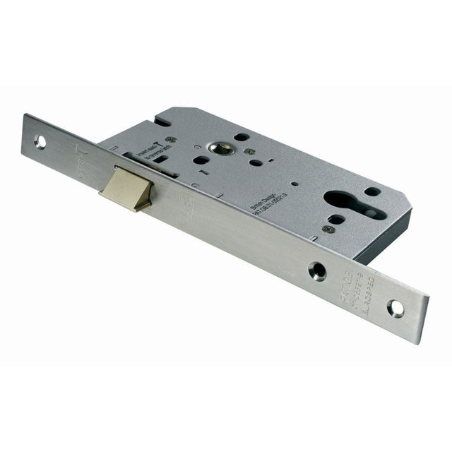 This is an image of a Eurospec - Euro Profile Nightlatch - Satin Stainless Steel that is availble to order from T.H Wiggans Architectural Ironmongery in Kendal.