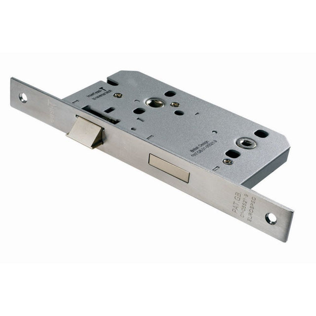 This is an image of a Eurospec - Bathroom Lock - Satin Stainless Steel that is availble to order from T.H Wiggans Architectural Ironmongery in Kendal.