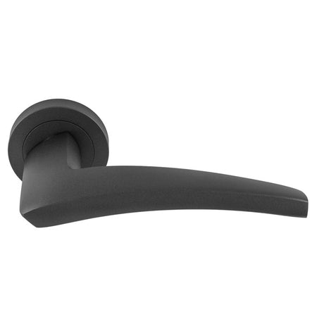 This is an image of a Manital - Dune lever on Round Rose - Anthracite du5ant that is availble to order from T.H Wiggans Ironmongery in Kendal.