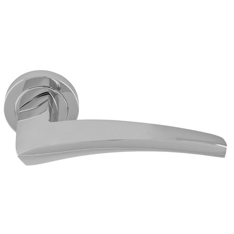 This is an image of a Manital - Dune lever on Round Rose - Polished Chrome du5cp that is availble to order from T.H Wiggans Ironmongery in Kendal.