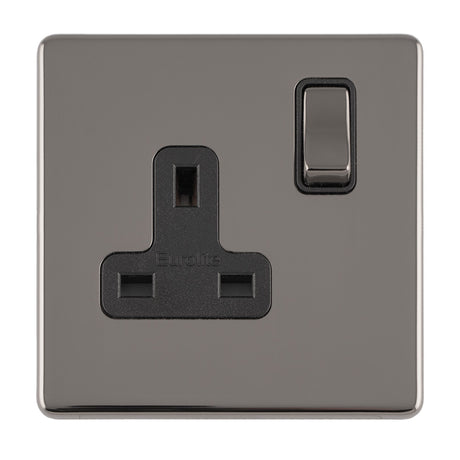 This is an image showing Eurolite Concealed 3mm 1 Gang 13Amp Dp Switched Socket - Black Nickel (With Black Trim) ecbn1sob available to order from T.H. Wiggans Ironmongery in Kendal, quick delivery and discounted prices.